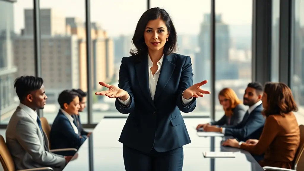 This image is of a woman who is being confused by gaslighting in a meeting.